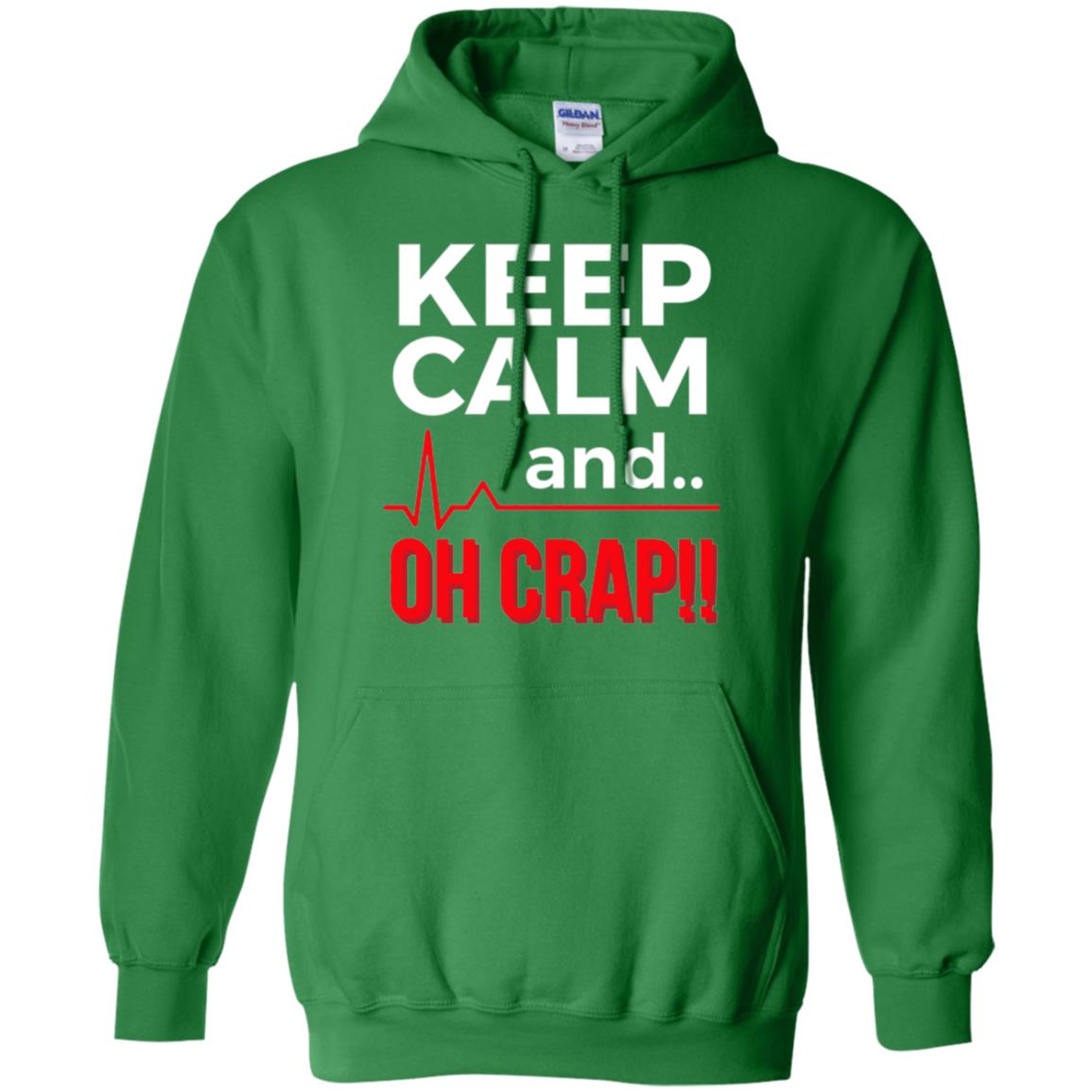 Funny Emergency Room T-shirt Keep Calm Oh Crap Flatline Irish Green