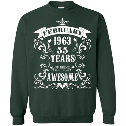 55th Birthday Shirt Awesome Born In February 1963 55 Years Of Being Awesome Forest Green