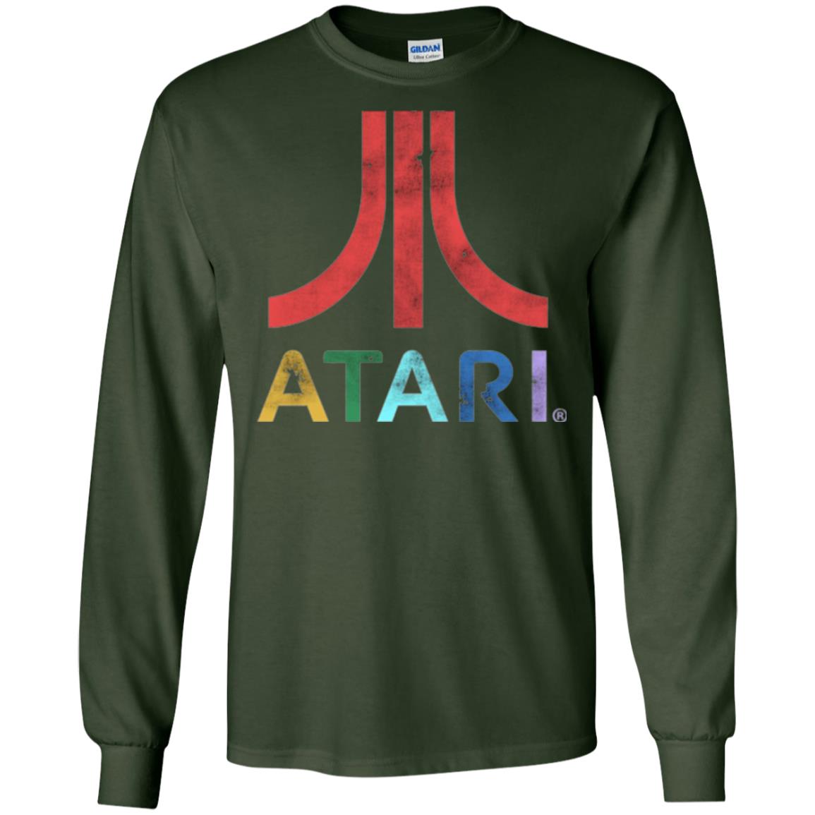 Colorful Retro Atari Gaming Logo T-shirt Forest Green