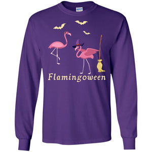 Flamingoween Flamingo Wicth Ride Stick Funny Quote On Haloween Gift ShirtG240 Gildan LS Ultra Cotton T-Shirt