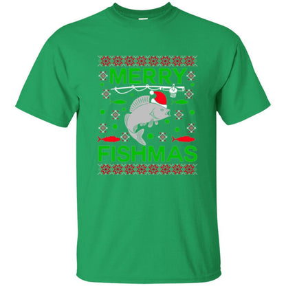 Christmas T-shirt Merry Fishmas Merry Christmas Fisherman Irish Green