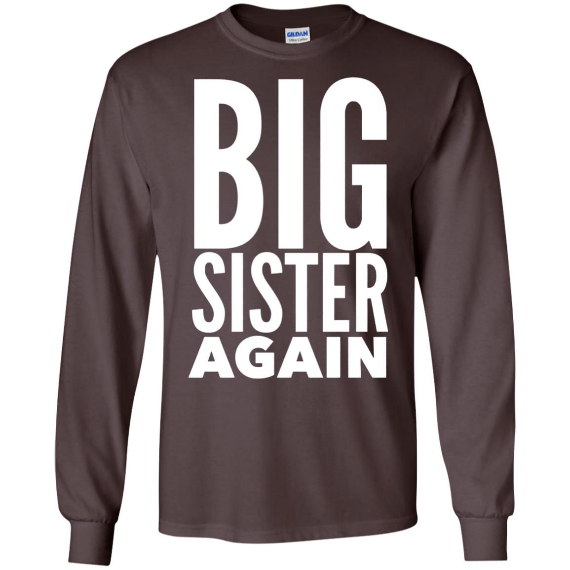 Big Sister Again Sibling Family T-shirt Dark Chocolate