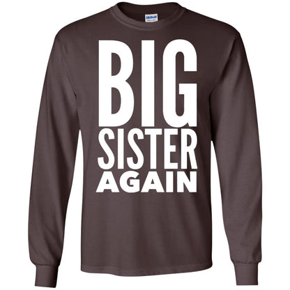 Big Sister Again Sibling Family T-shirt Dark Chocolate