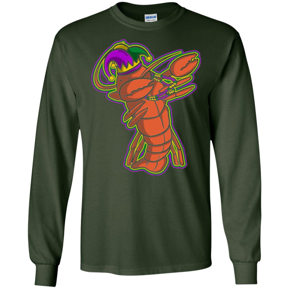 Dabbing Mardi Gras Crawfish T-shirt Mardi Gras Gift Shirt Forest Green