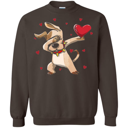 Funny Dabbing Dog Valentine_s Day T-shirt Dark Chocolate