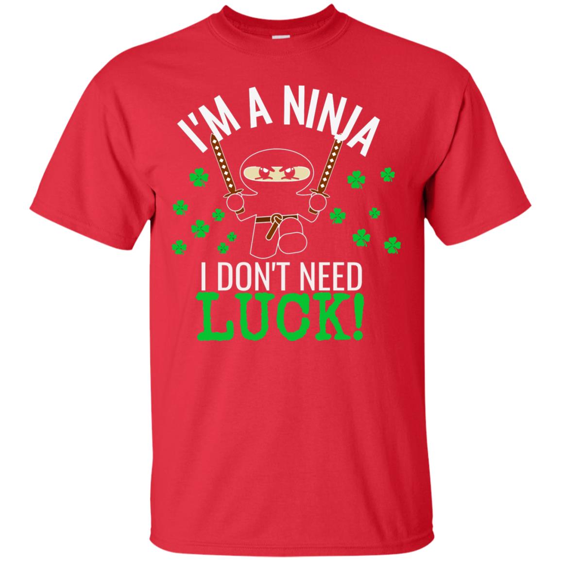 Ninja Luck Green St. Patrick_s Day T-shirt Red