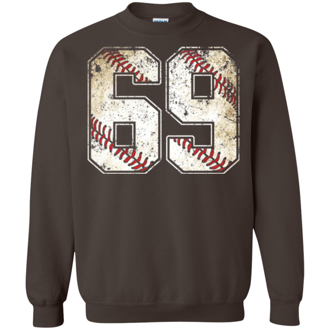 Baseball Player T-shirt Jersey Number 69 Retro Vintage Dark Chocolate