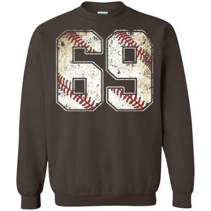 Baseball Player T-shirt Jersey Number 69 Retro Vintage Dark Chocolate