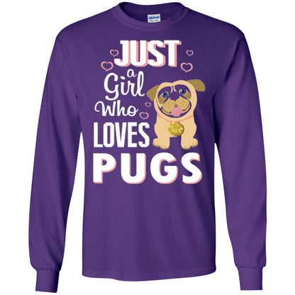 Dog Lovers T-shirt Just A Girl Who Loves Pugs Purple