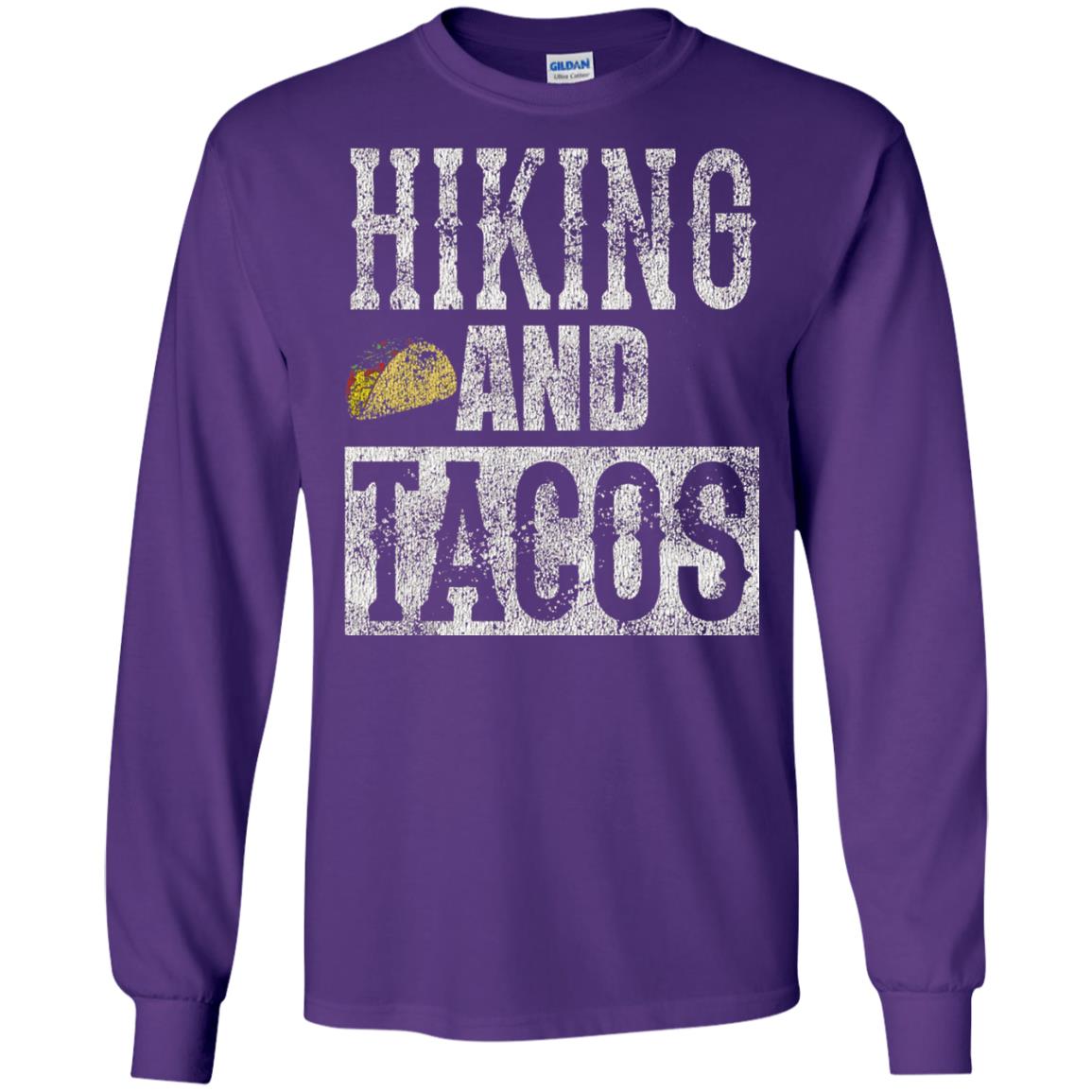 Hiking And Tacos Funny Taco Distressed T-shirt Purple