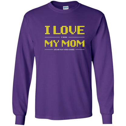 Family T-shirt I Love My Mom Let's Me Play Video Games Purple