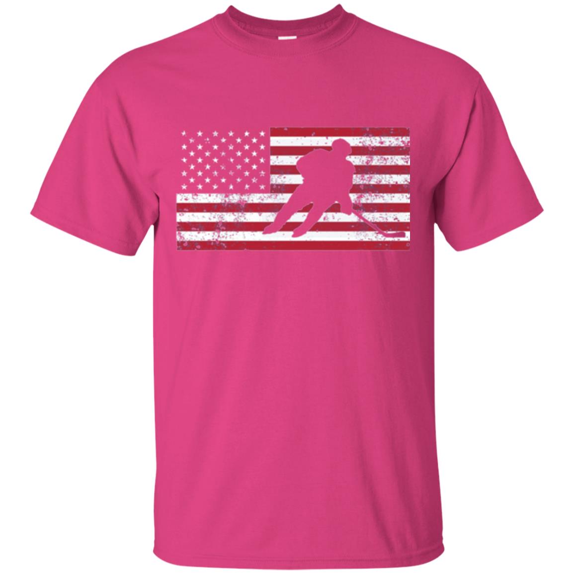 Hockey T-shirt American Flag Usa Patriotic Ice Skating Heliconia