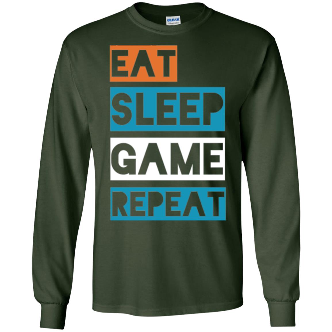 Eat Sleep Game Repeat Video Gamer Player T-shirt Forest Green