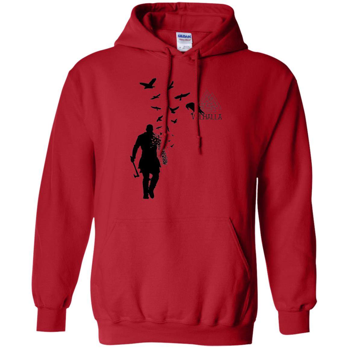 Vikings Axe Ragnar Lothbrok Flock Of Ravens Valhalla Symbol T-shirt Red
