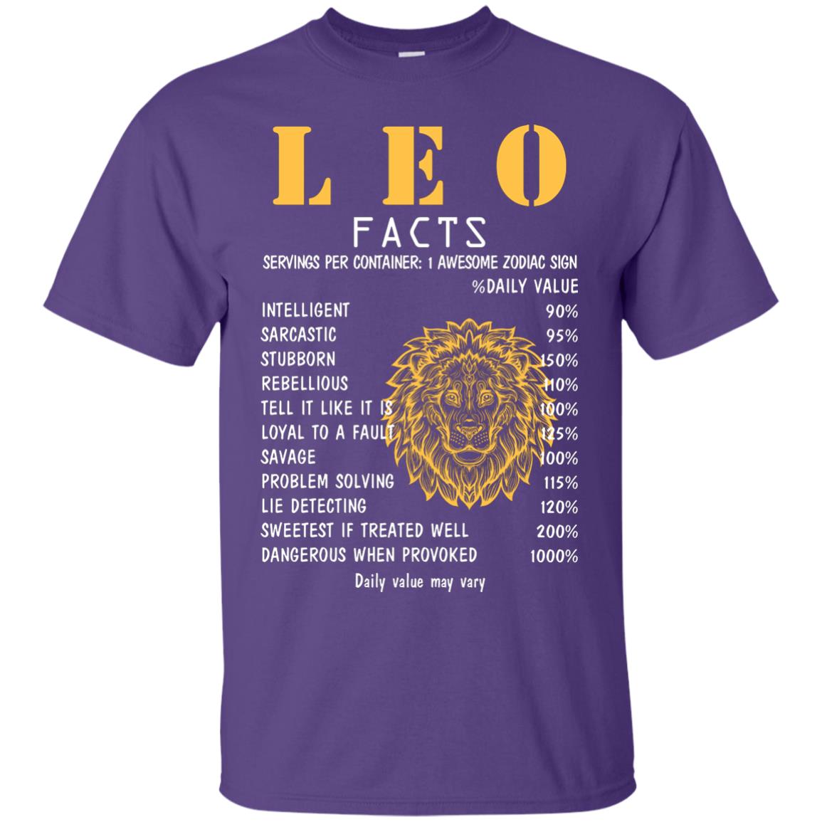 Leo Facts 1 Awesome Zodiac Sign Gift Shirt For Leo Horoscope Purple