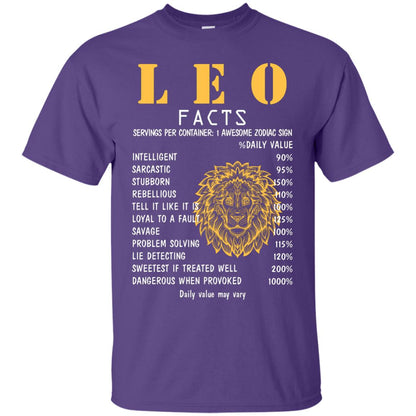 Leo Facts 1 Awesome Zodiac Sign Gift Shirt For Leo Horoscope Purple
