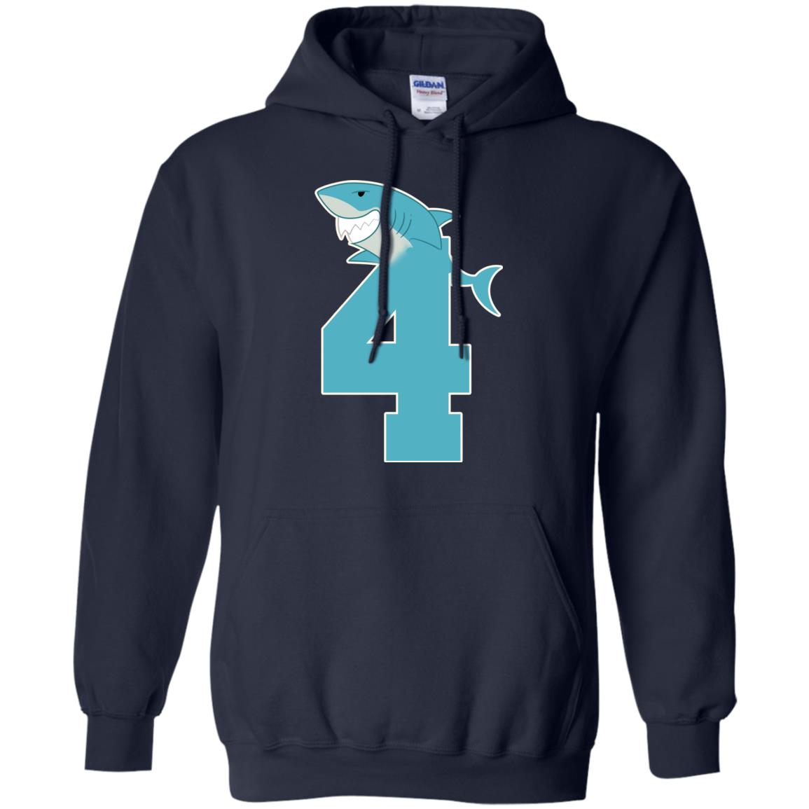 4th Birthday Shark Party Shirt Navy