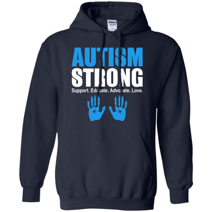 Autism Strong Support Educate Advocate Love T-shirt Navy