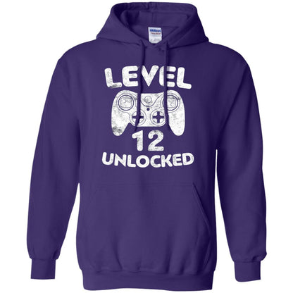 Level 12 Unlocked 12th Video Gamer Birthday Shirt Purple