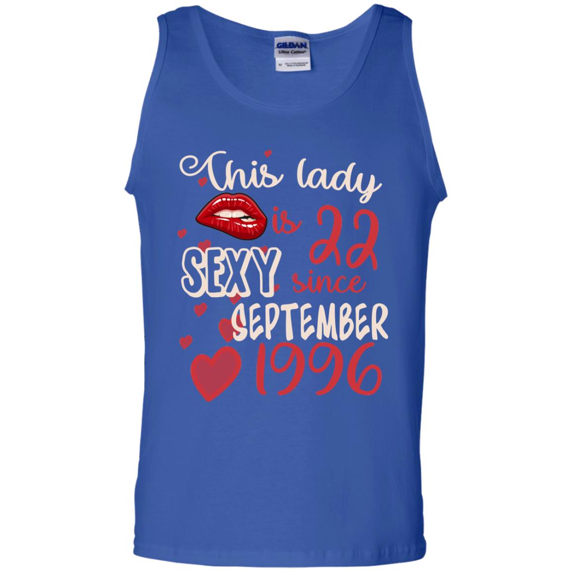 This Lady Is 22 Sexy Since September 1996 22nd Birthday Shirt For September Womens Royal
