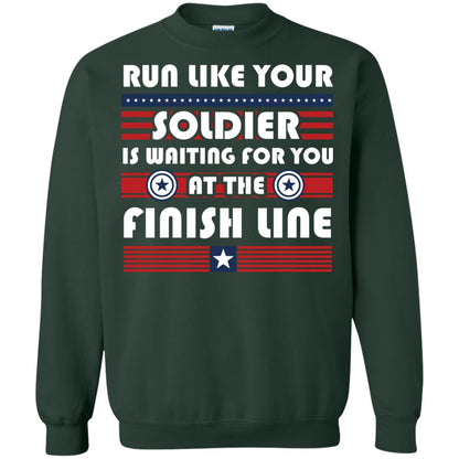 Soldier T-shirt Run Like Your Soldier Is Waiting For You At The Finish Line Forest Green