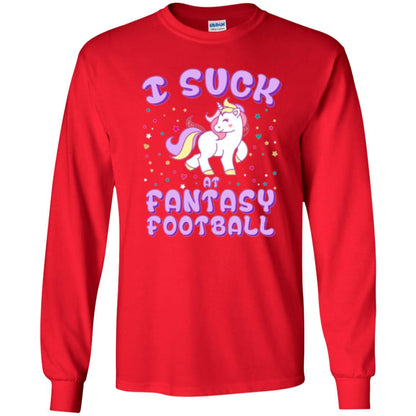 Unicorn Lovers T-shirt I Suck At Fantasy Football Red