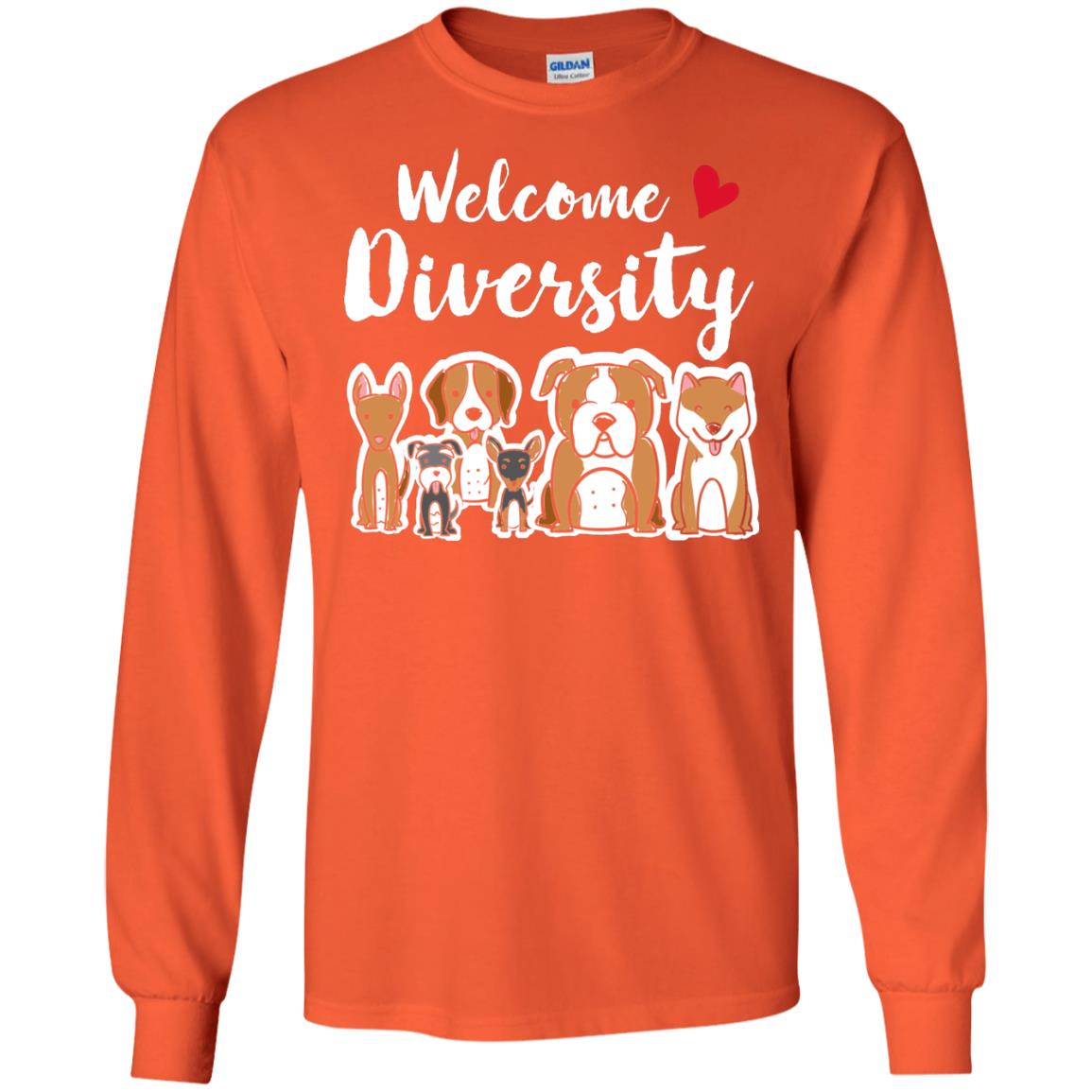 Dog Lover T-shirt Welcome Diversity Orange