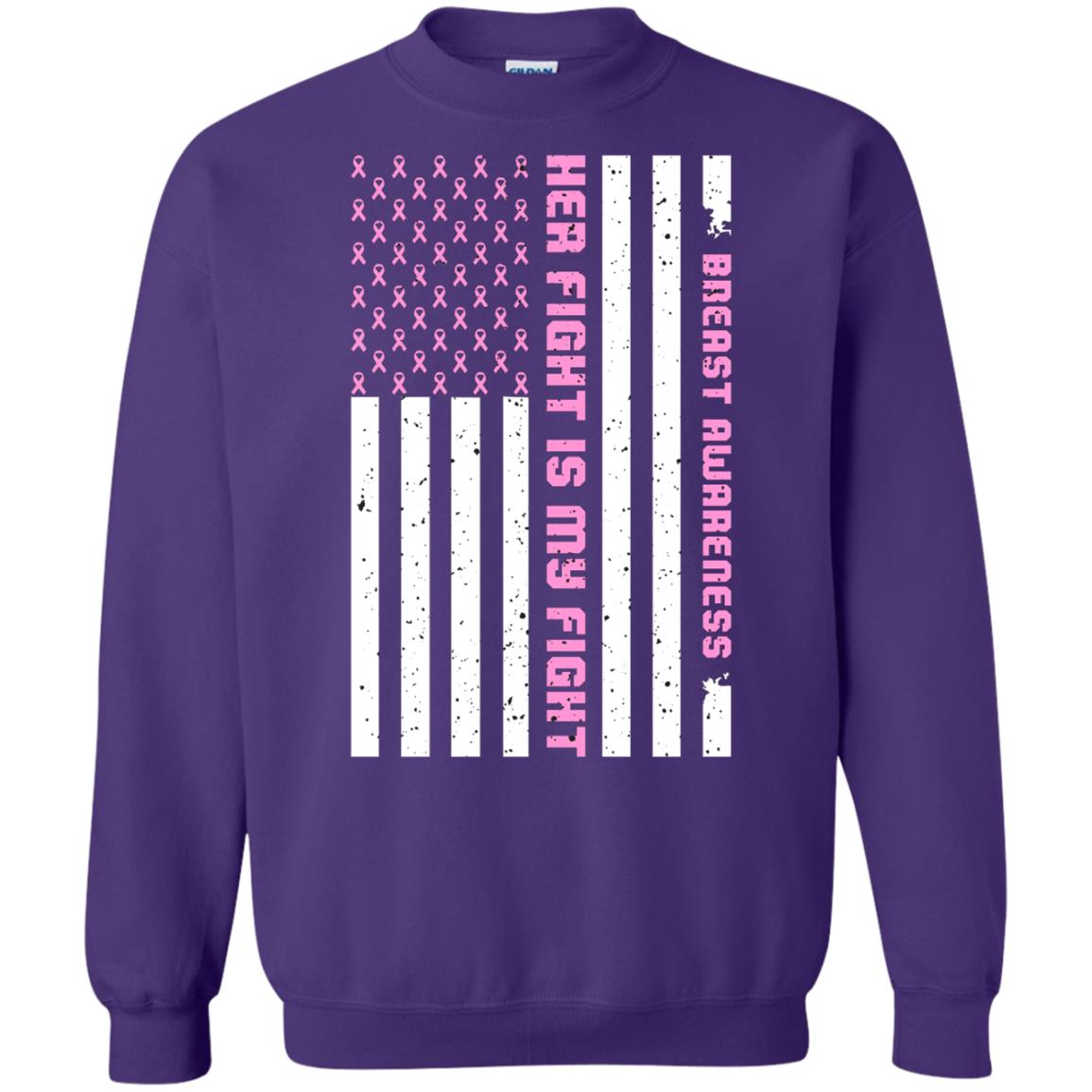 Breast Awareness His Fight Is My Fight Pink Ribbon Stars Flag Of Usa Shirt Purple