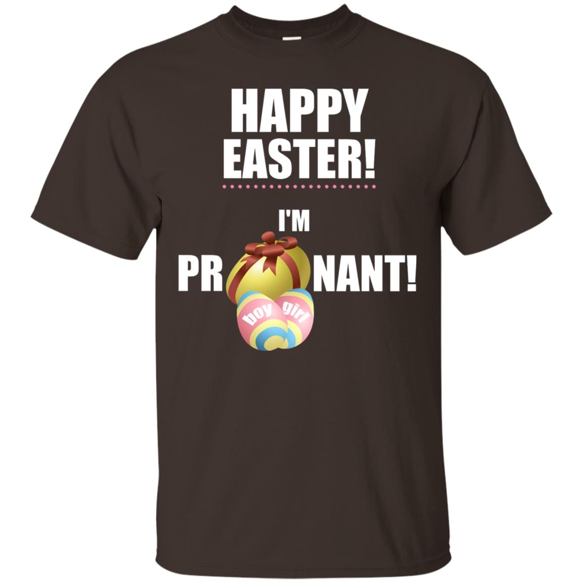 Happy Easter I Am Pregnant Pregnancy Announcement Shirt Dark Chocolate
