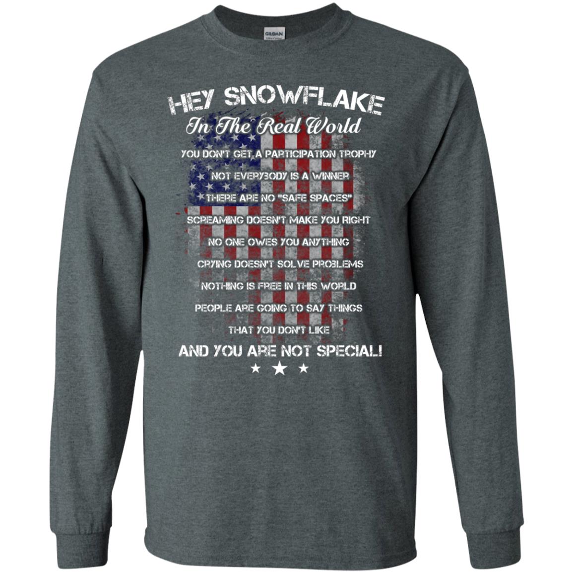 Hey Snowflake In The Real World You Don't Get A Participation Trophy Military T-shirt Dark Heather