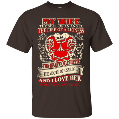 My Wife The Soul Of An Angel And I Love Her More Than Anything Husband Shirt Dark Chocolate