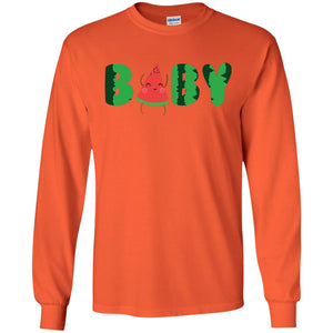 Baby Watermelon Funny Summer Melon Fruit Shirt For Baby KidsG240 Gildan LS Ultra Cotton T-Shirt