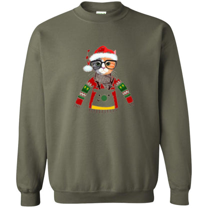 Cat Lovers T-shirt Meowy Christmas Military Green