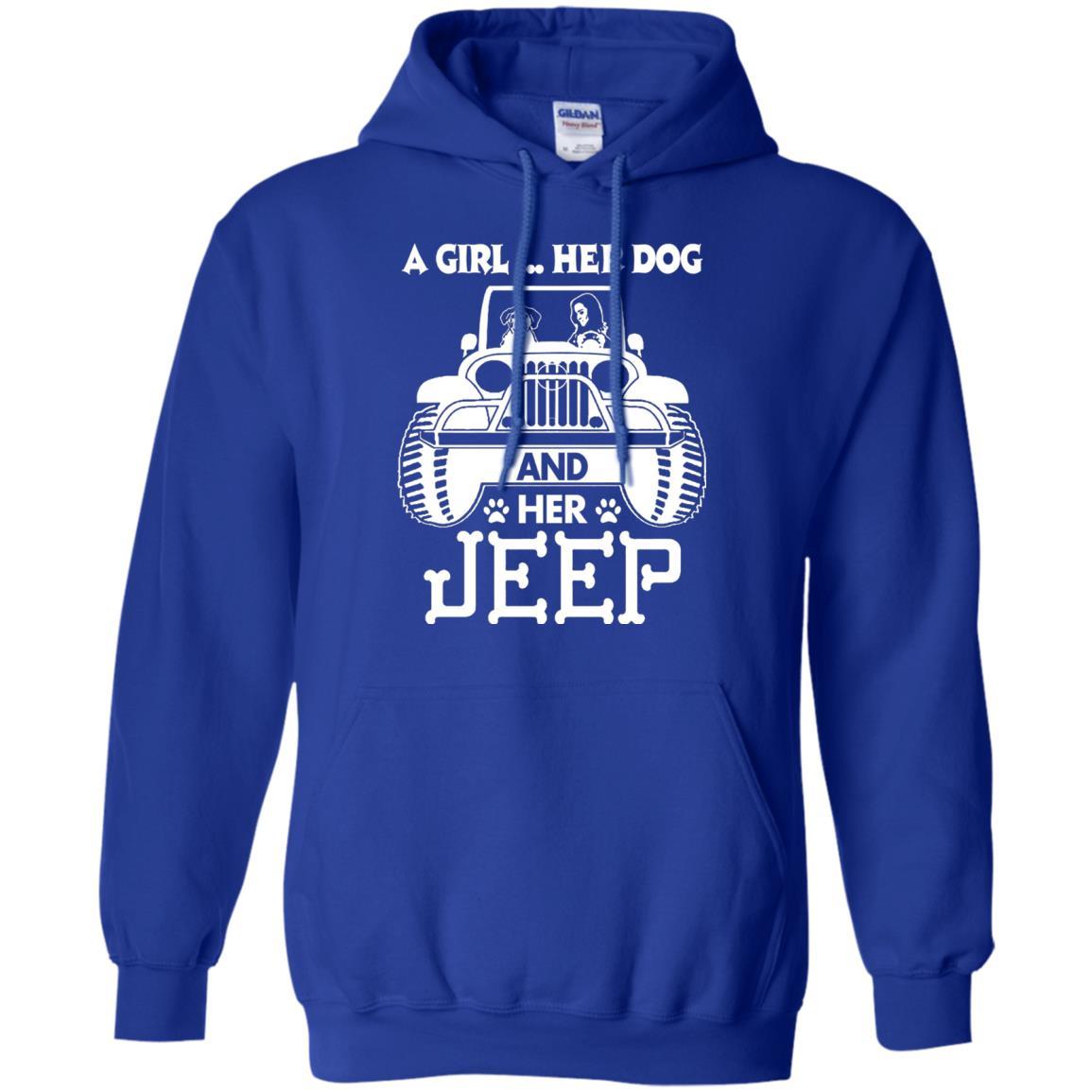 Dog Lover T-shirt A Girl Her Dog And Her Jeep Royal