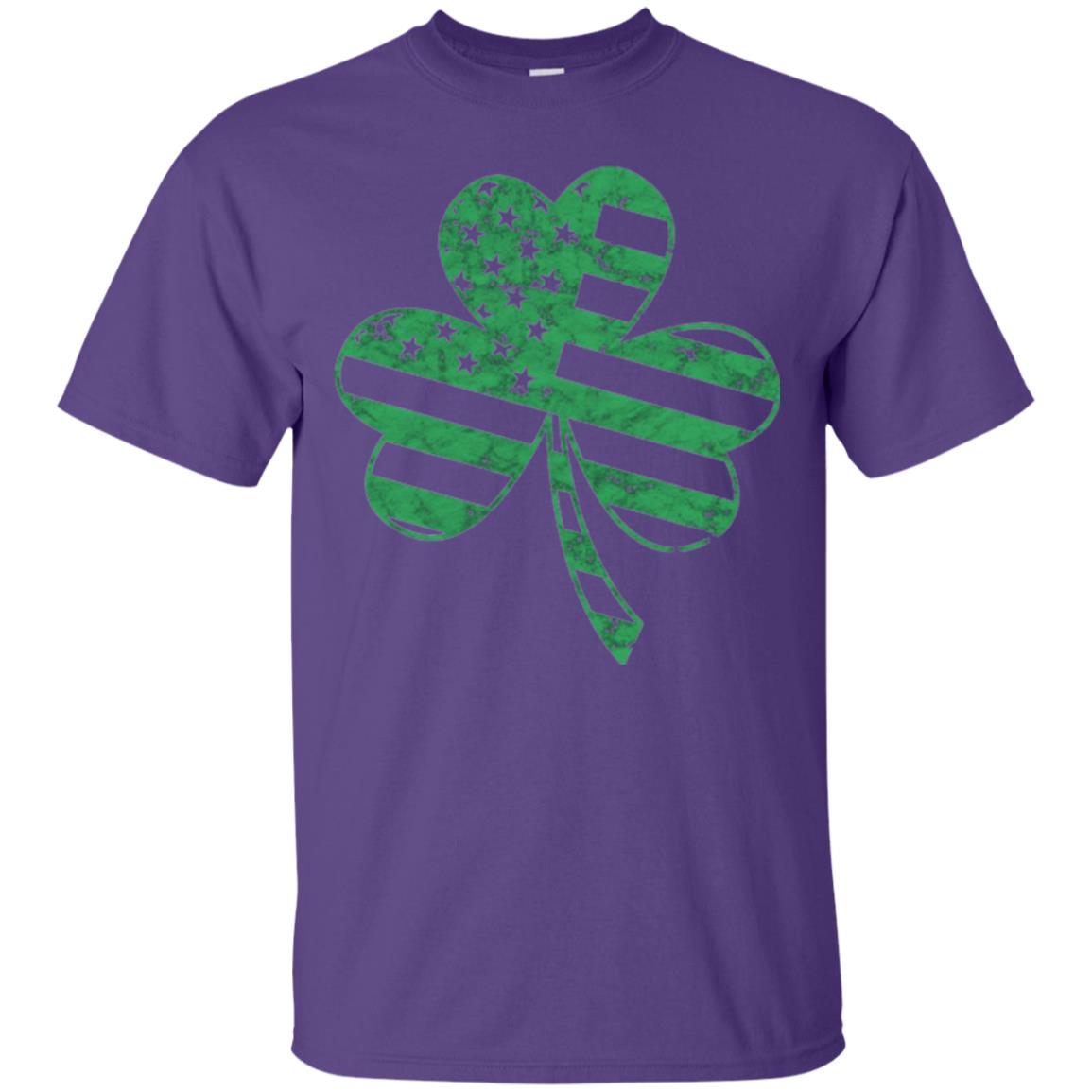 Irish American Flag Shamrock St. Patrick's Day T-shirt Purple