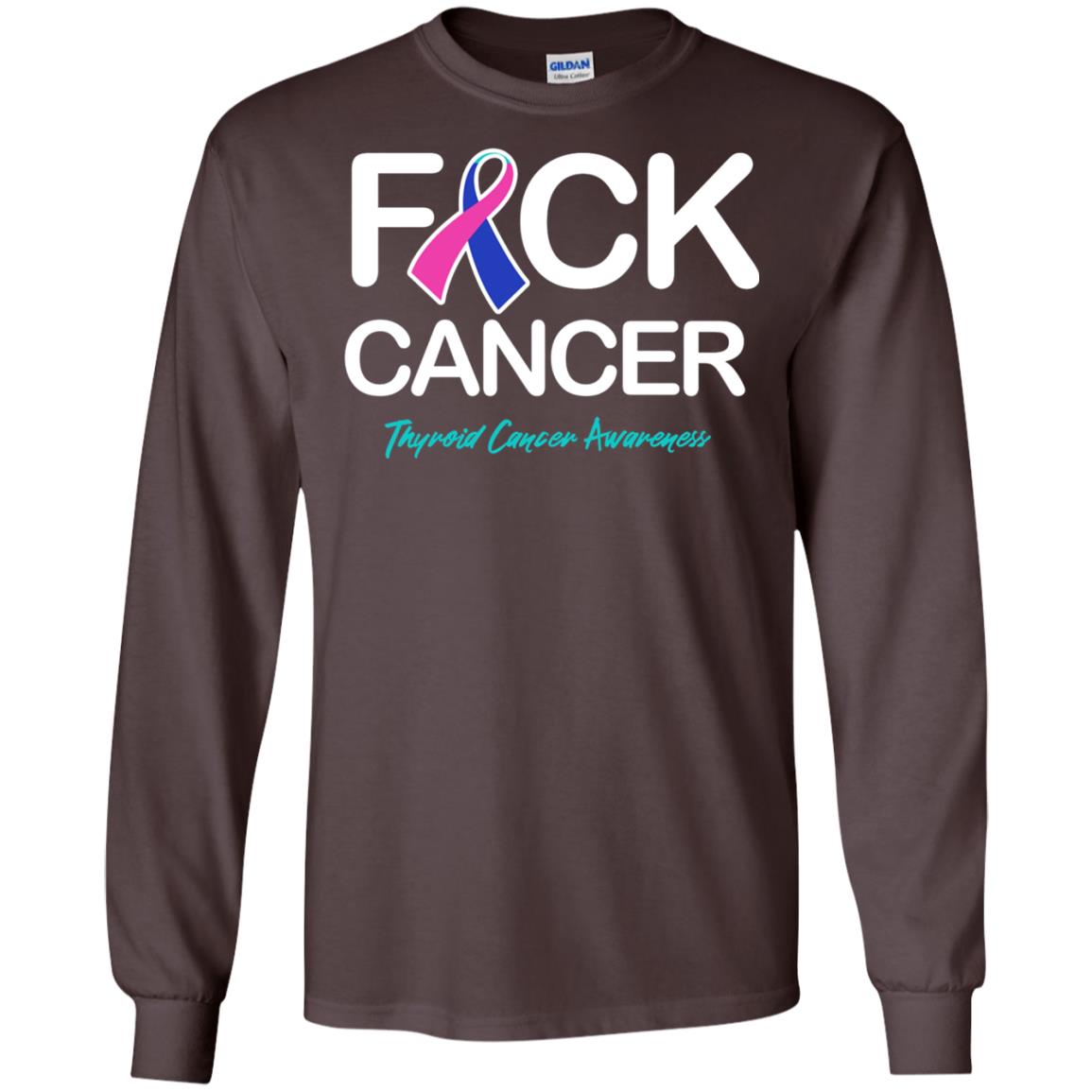 Fck Cancer Thyroid Cancer Awareness T-shirt Dark Chocolate