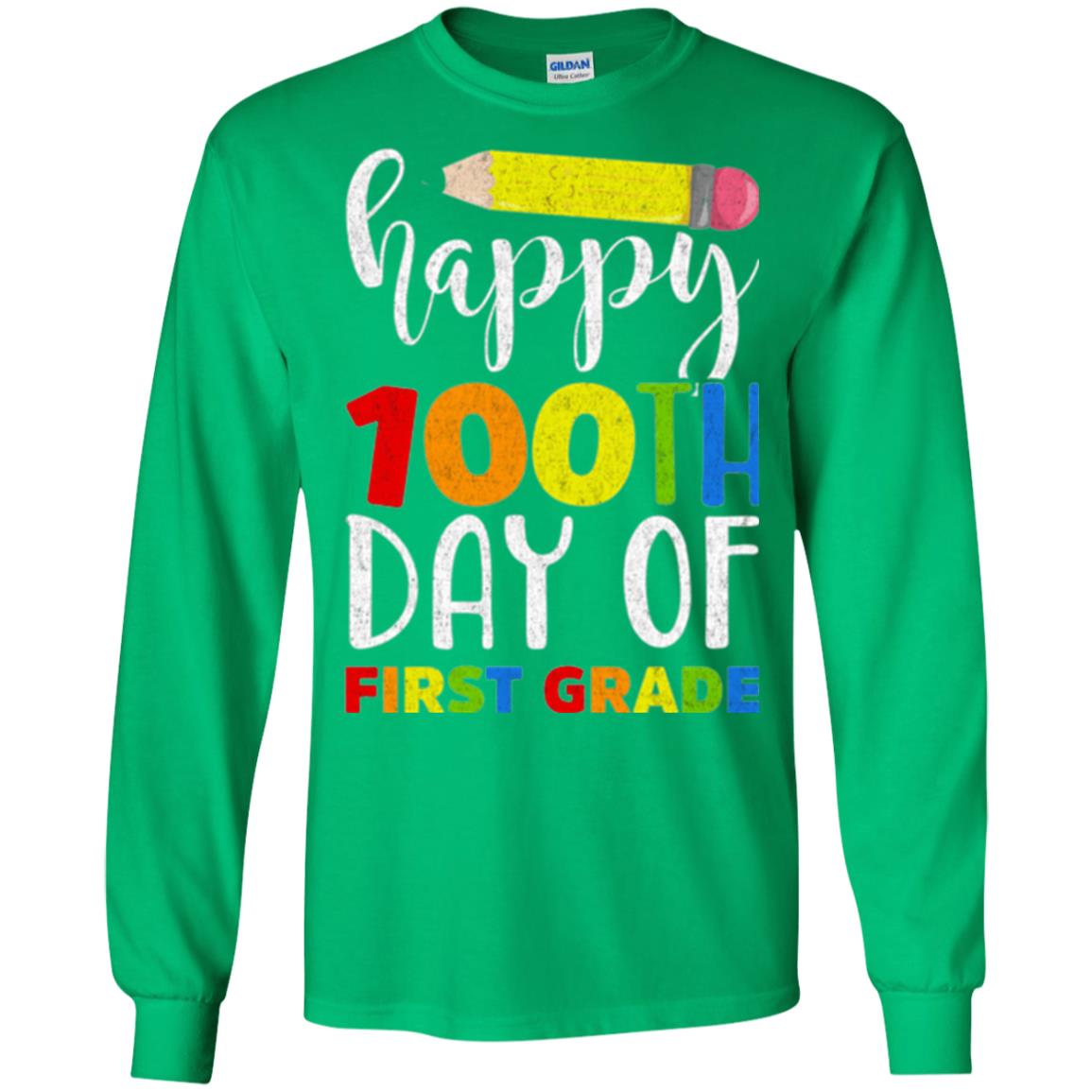 Children T-shirt Happy 100th Day Of First Grade Irish Green