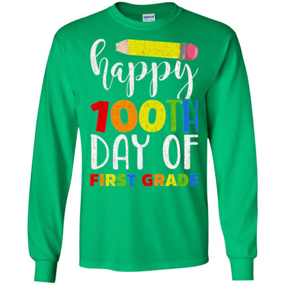 Children T-shirt Happy 100th Day Of First Grade Irish Green