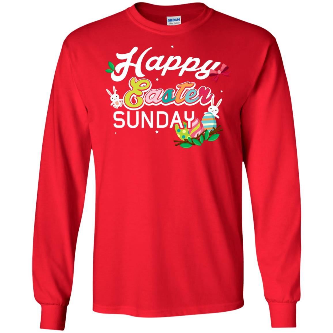 Christian T-shirt Happy Easter Sunday Red
