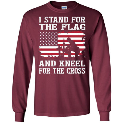 I Stand For The Flag And Kneel For The Cross Military T-shirt Maroon