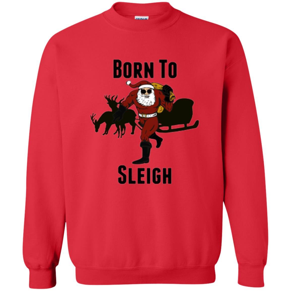 Christmas T-shirt Born To Sleigh T-shirt Red