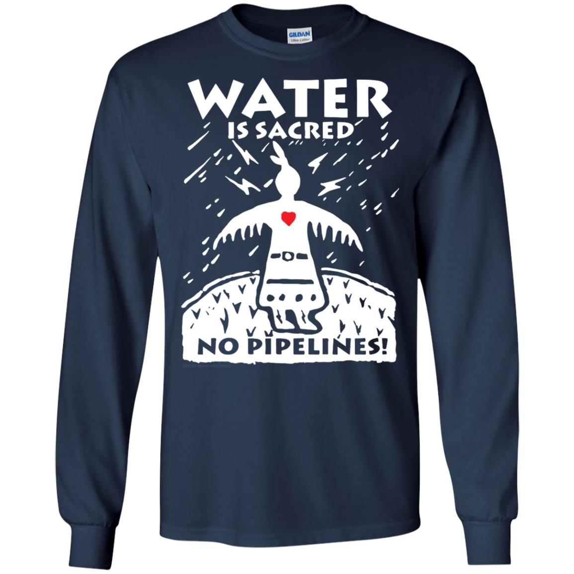 Water Is Sacred No Pipelines T-shirt Navy