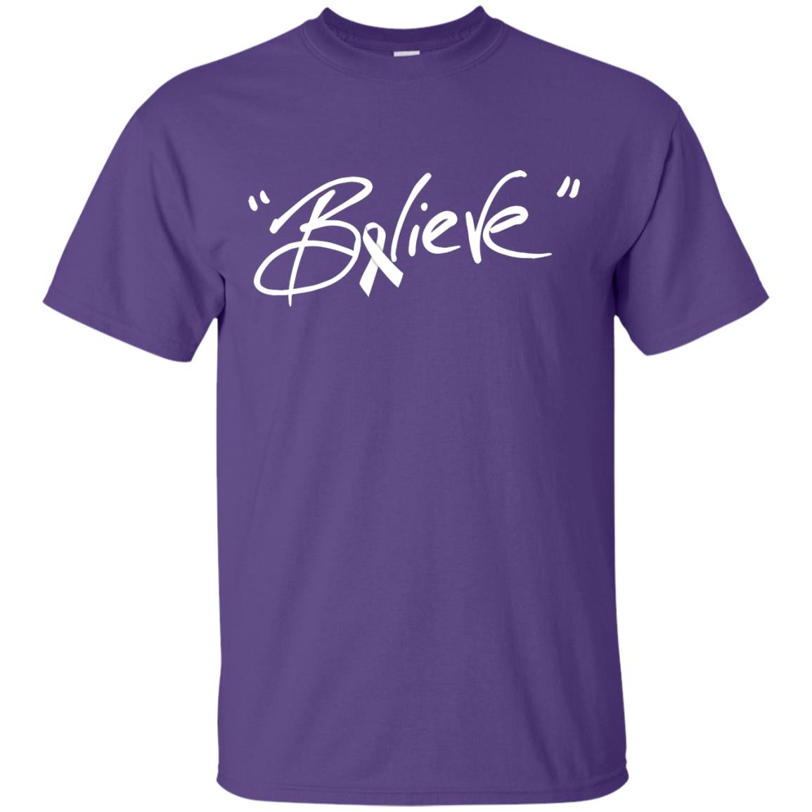 Lung Cancer Awareness Shirt Clear Ribbon Believe Purple