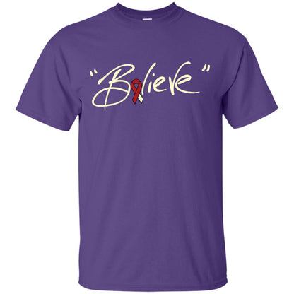 Head And Neck Cancer Awareness Shirt Burgundy Ivory Ribbon Believe Purple