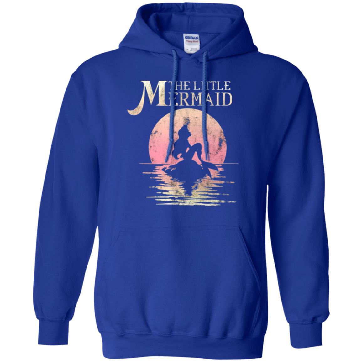 Cartoon T-shirt The Little Mermaid Ariel Rock Moon Silhouette Royal