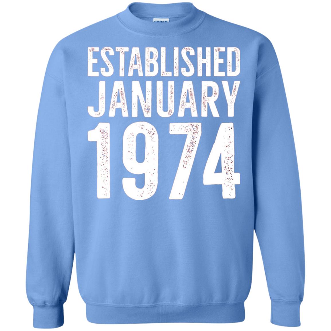 Established January 1974 43rd Birthday T-shirt Carolina Blue