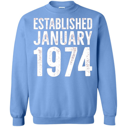 Established January 1974 43rd Birthday T-shirt Carolina Blue