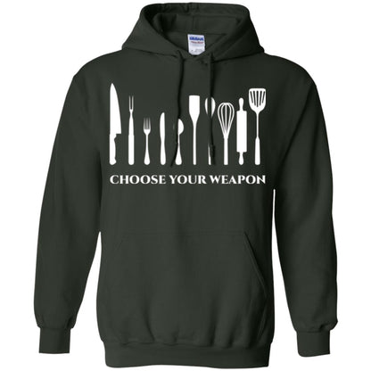 Chef Kitchen Cutlery T-shirt Choose Your Weapon Forest Green