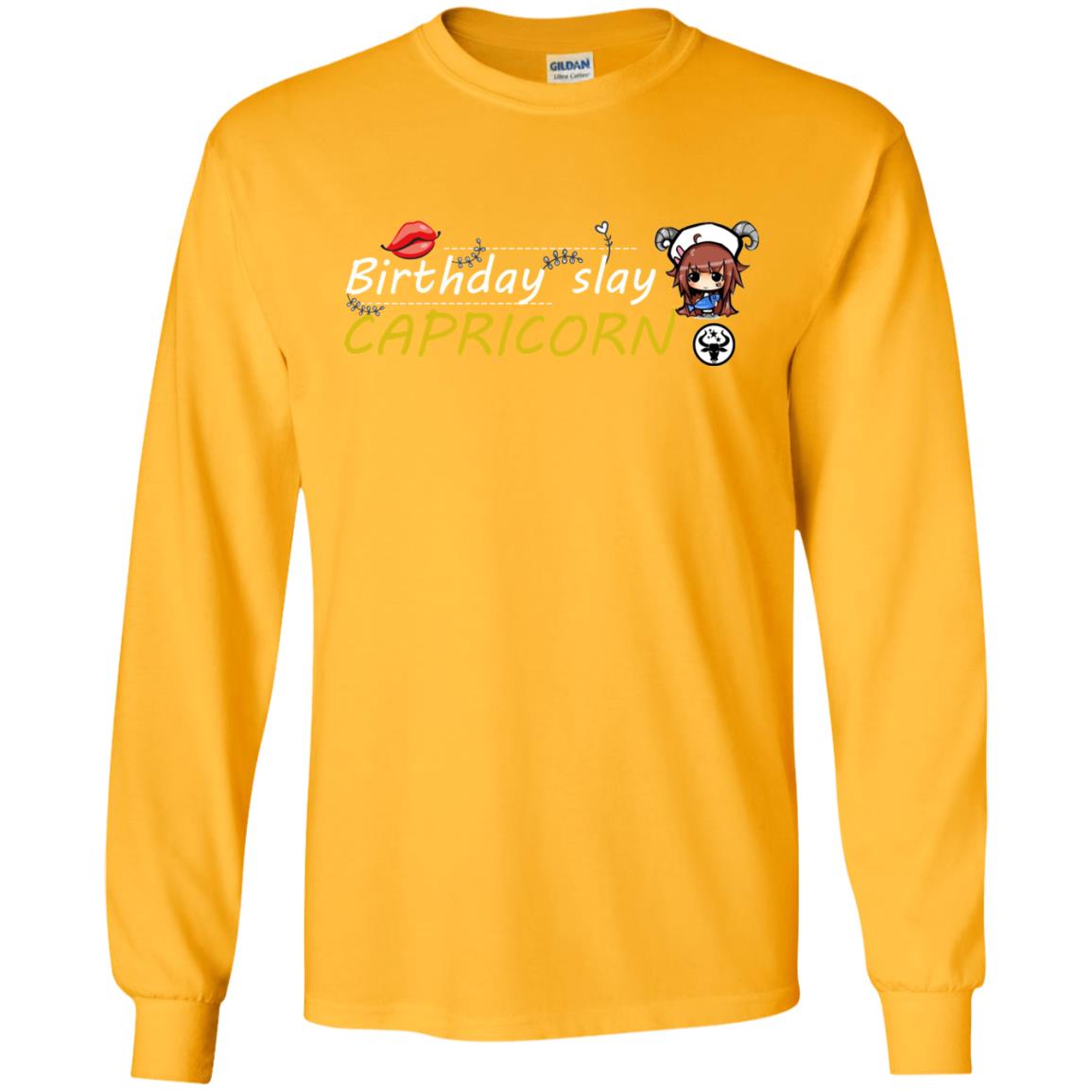 Cute Capricorn Girl Birthday Lip Slay T-shirt Gold