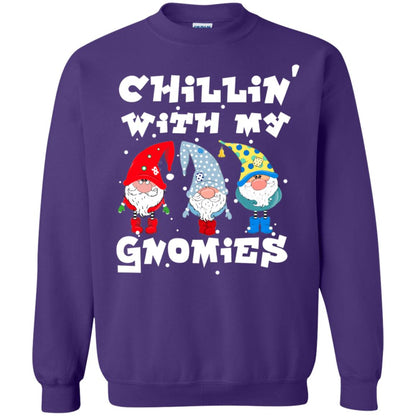 Chillin' With My Gnomies X-mas Gift Shirt For Mens Womens Kids Purple